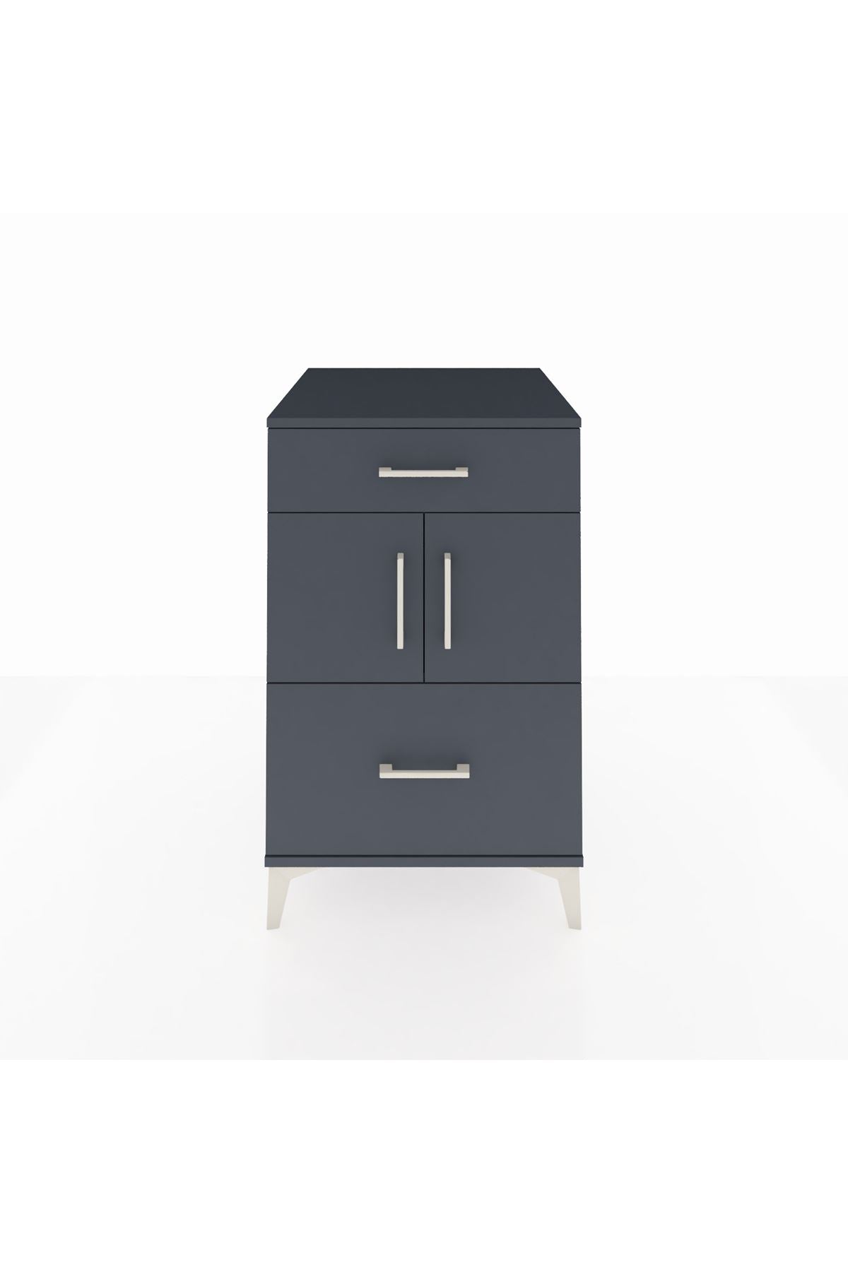 Kronos Komodin Tek Raflı 2 Çekmeceli 2 Kapaklı 60x59x96 Antrasit-Antrasit