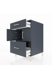 Kronos Komodin Tek Raflı 2 Çekmeceli 2 Kapaklı 60x59x96 Antrasit-Antrasit