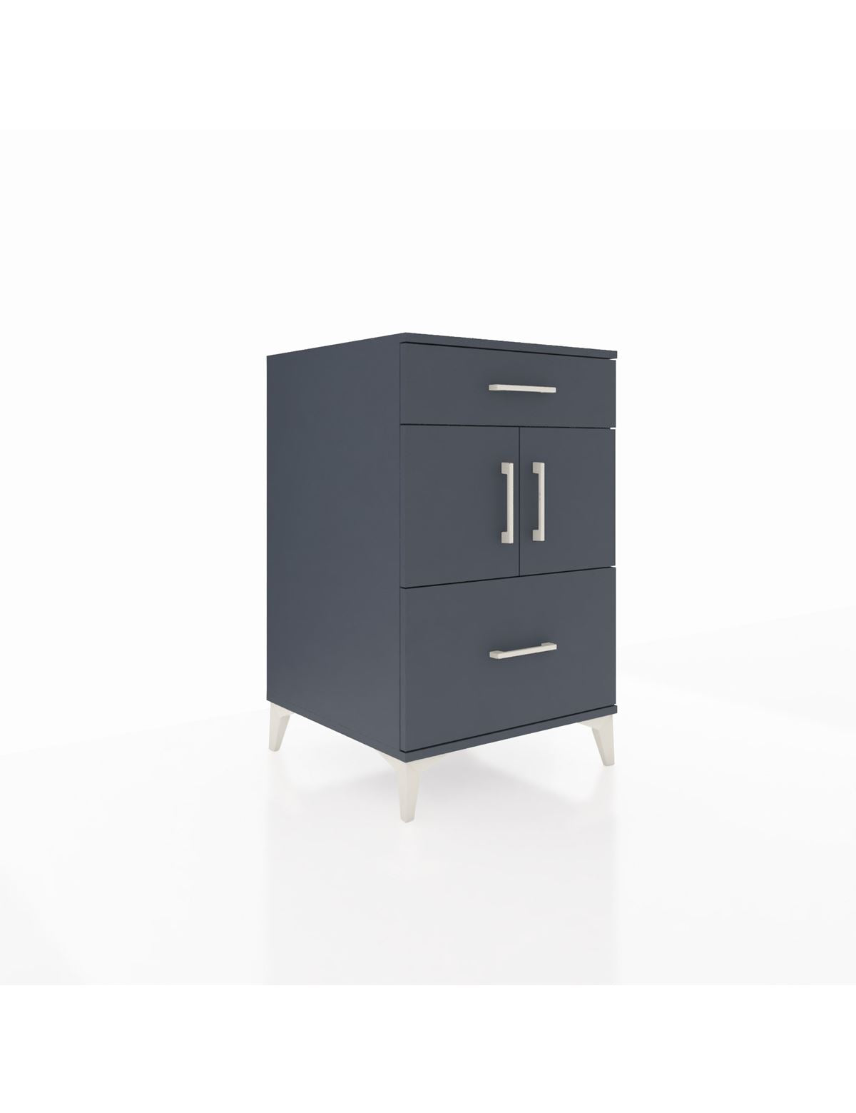 Kronos Komodin Tek Raflı 2 Çekmeceli 2 Kapaklı 60x59x96 Antrasit-Antrasit