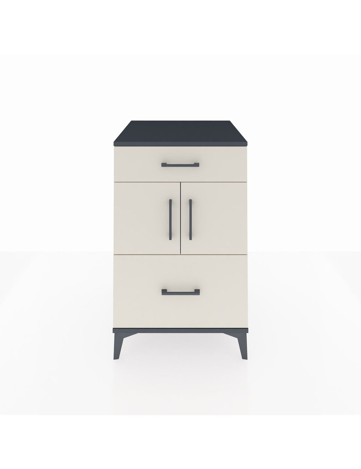 Kronos Komodin Tek Raflı 2 Çekmeceli 2 Kapaklı 60x59x96 Antrasit-Aytaşı