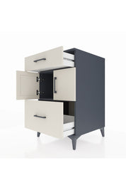 Kronos Komodin Tek Raflı 2 Çekmeceli 2 Kapaklı 60x59x96 Antrasit-Aytaşı