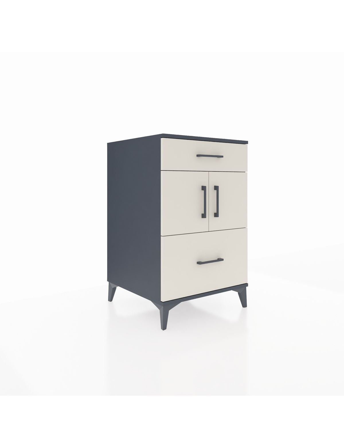 Kronos Komodin Tek Raflı 2 Çekmeceli 2 Kapaklı 60x59x96 Antrasit-Aytaşı