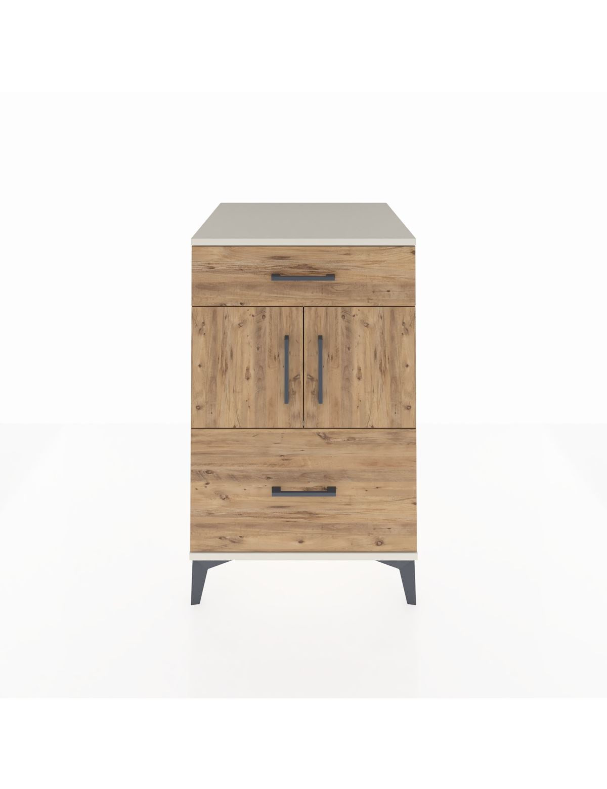 Kronos Komodin Tek Raflı 2 Çekmeceli 2 Kapaklı 60x59x96 Aytaşı-Çam