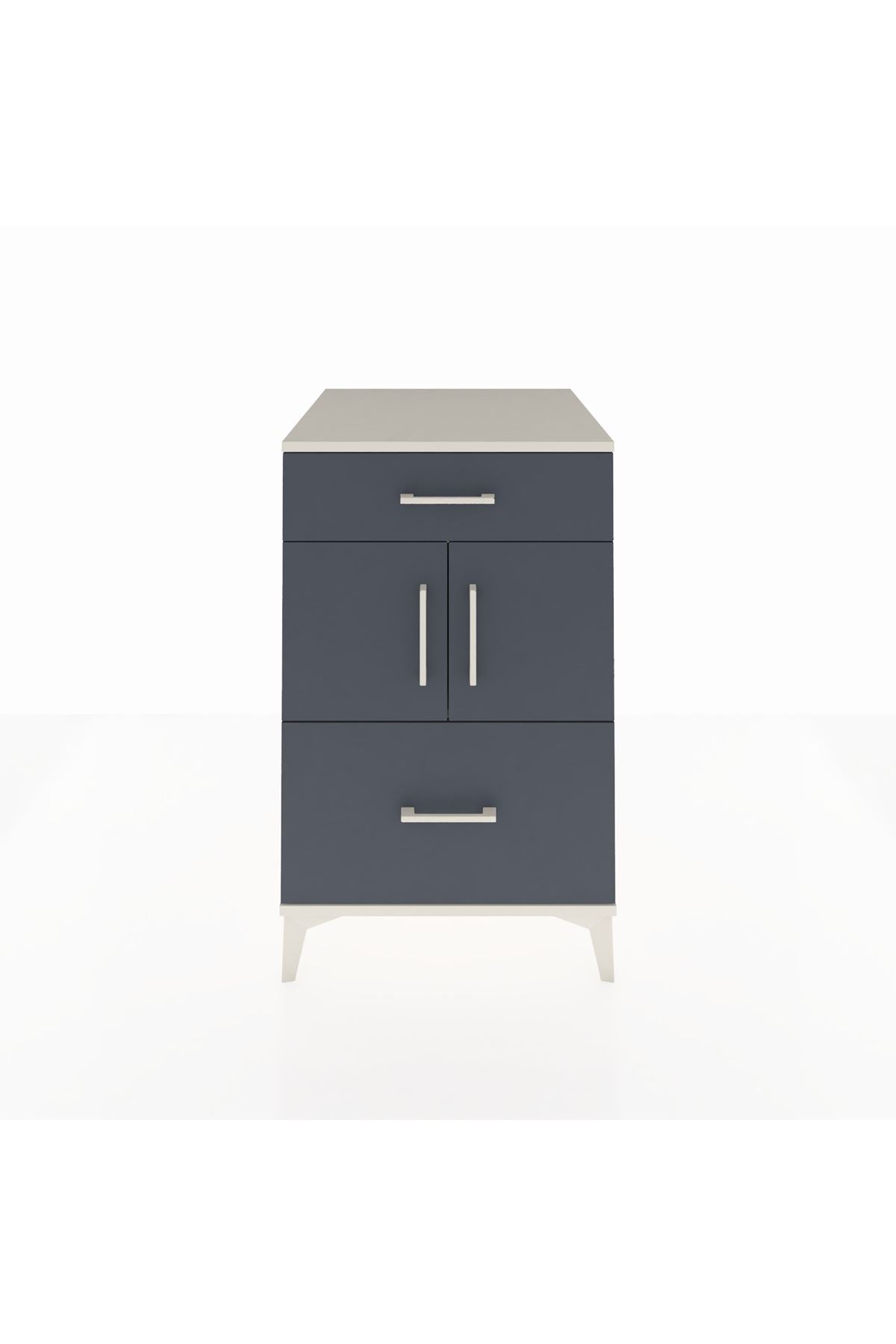 Kronos Komodin Tek Raflı 2 Çekmeceli 2 Kapaklı 60x59x96 Aytaşı-Antrasit