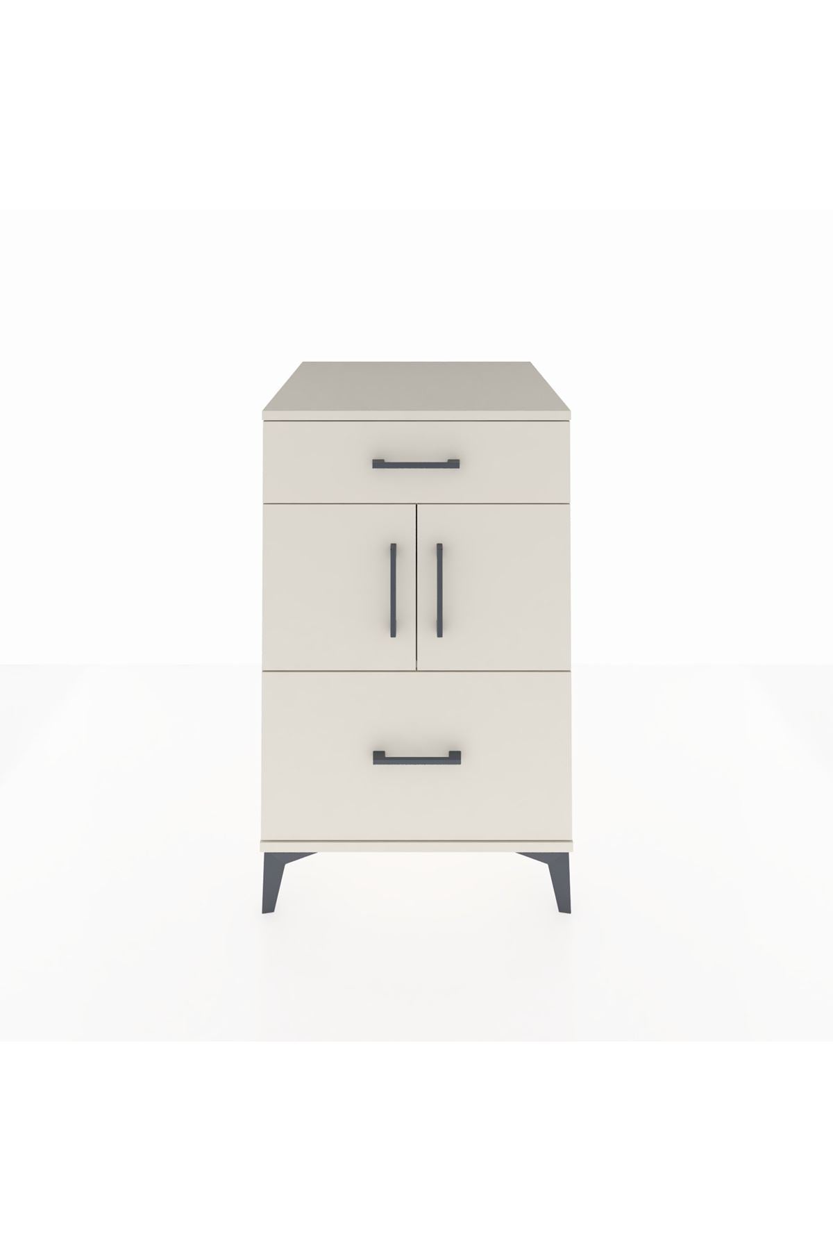 Kronos Komodin Tek Raflı 2 Çekmeceli 2 Kapaklı 60x59x96 Aytaşı-Aytaşı