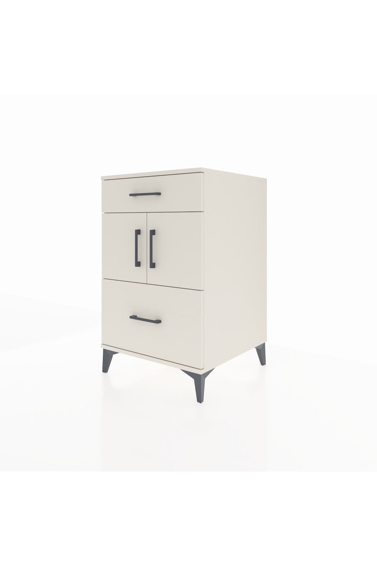 Kronos Komodin Tek Raflı 2 Çekmeceli 2 Kapaklı 60x59x96 Aytaşı-Aytaşı