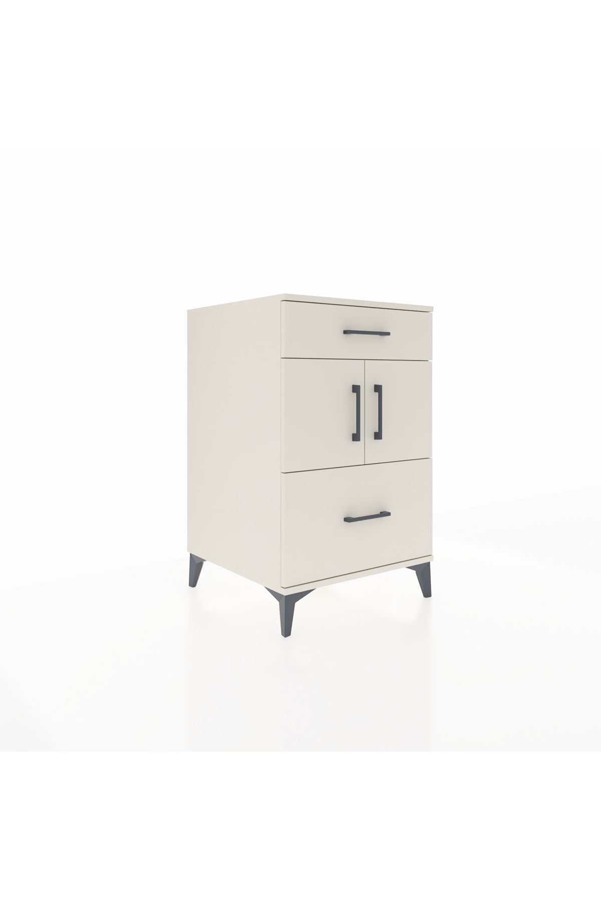 Kronos Komodin Tek Raflı 2 Çekmeceli 2 Kapaklı 60x59x96 Aytaşı-Aytaşı