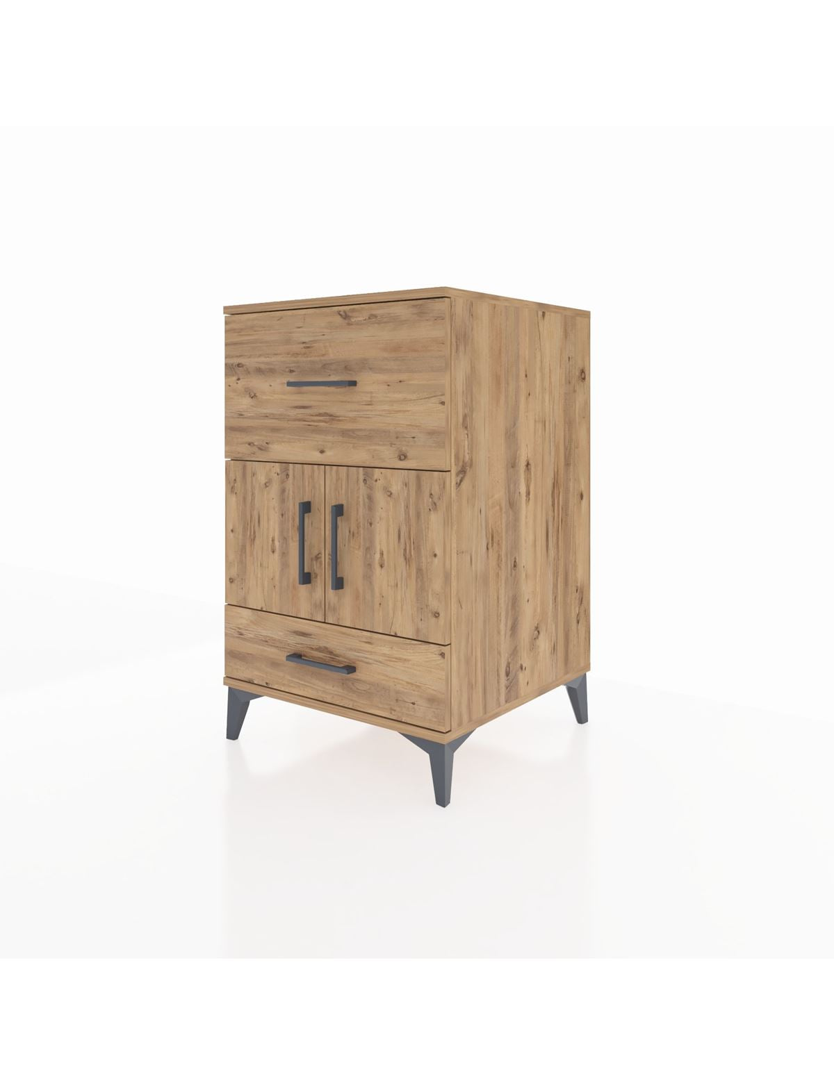 Kronos Komodin Tek Raflı 2 Çekmeceli 2 Kapaklı 60x59x96 - S80M029V9C