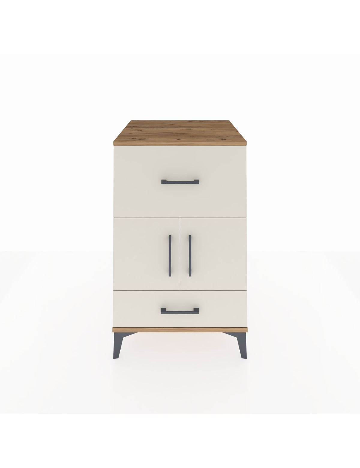 Kronos Komodin Tek Raflı 2 Çekmeceli 2 Kapaklı 60x59x96 Çam-Aytaşı