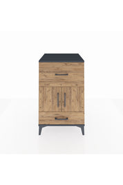 Kronos Komodin Tek Raflı 2 Çekmeceli 2 Kapaklı 60x59x96 Antrasit-Çam