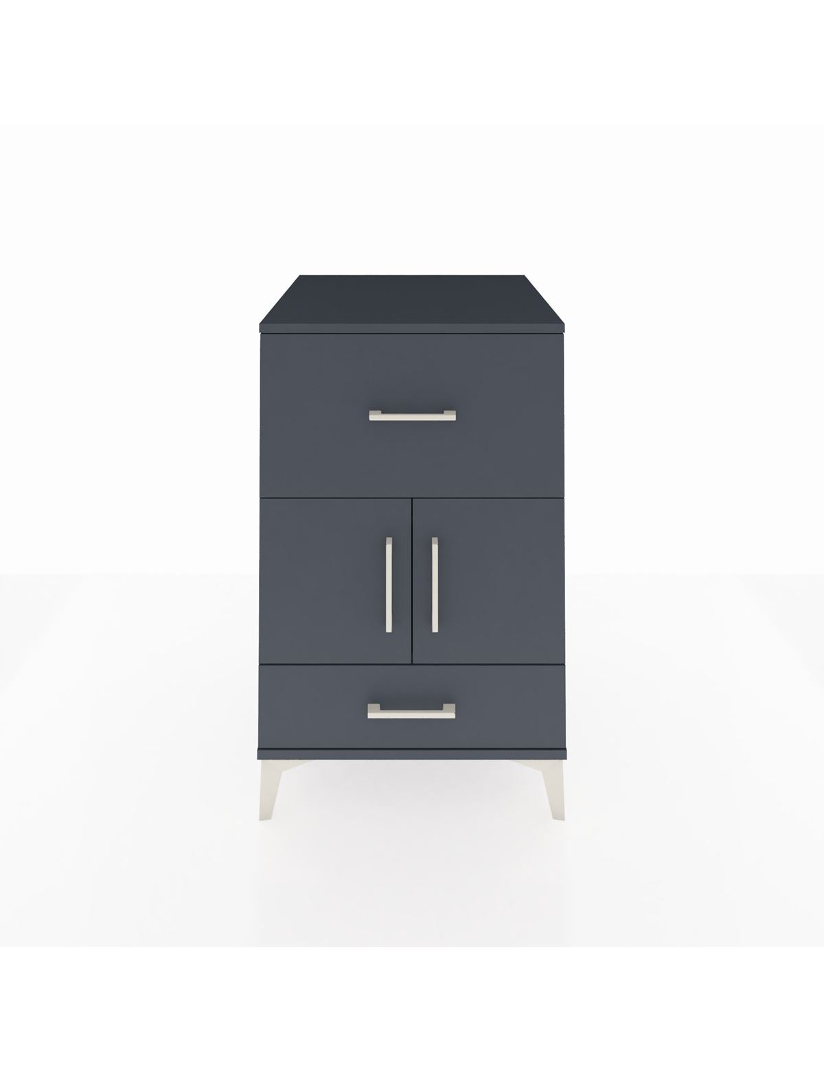 Kronos Komodin Tek Raflı 2 Çekmeceli 2 Kapaklı 60x59x96 Antrasit-Antrasit