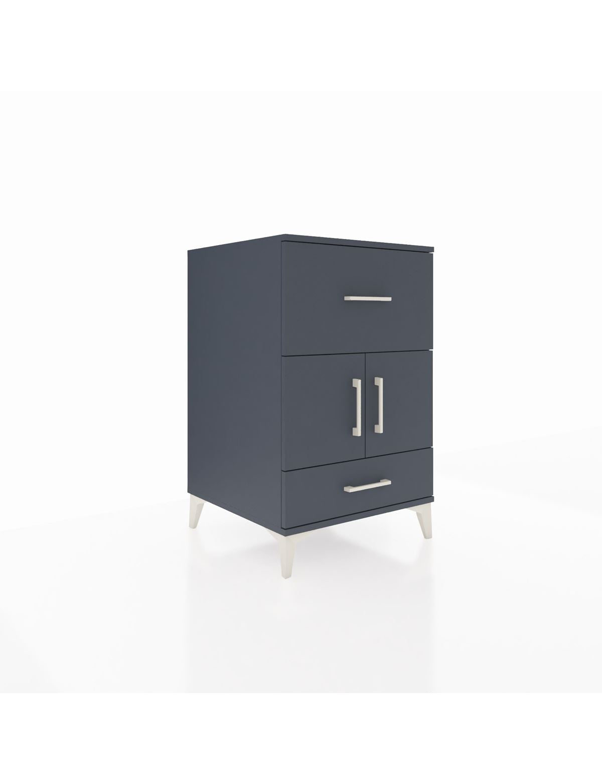 Kronos Komodin Tek Raflı 2 Çekmeceli 2 Kapaklı 60x59x96 Antrasit-Antrasit