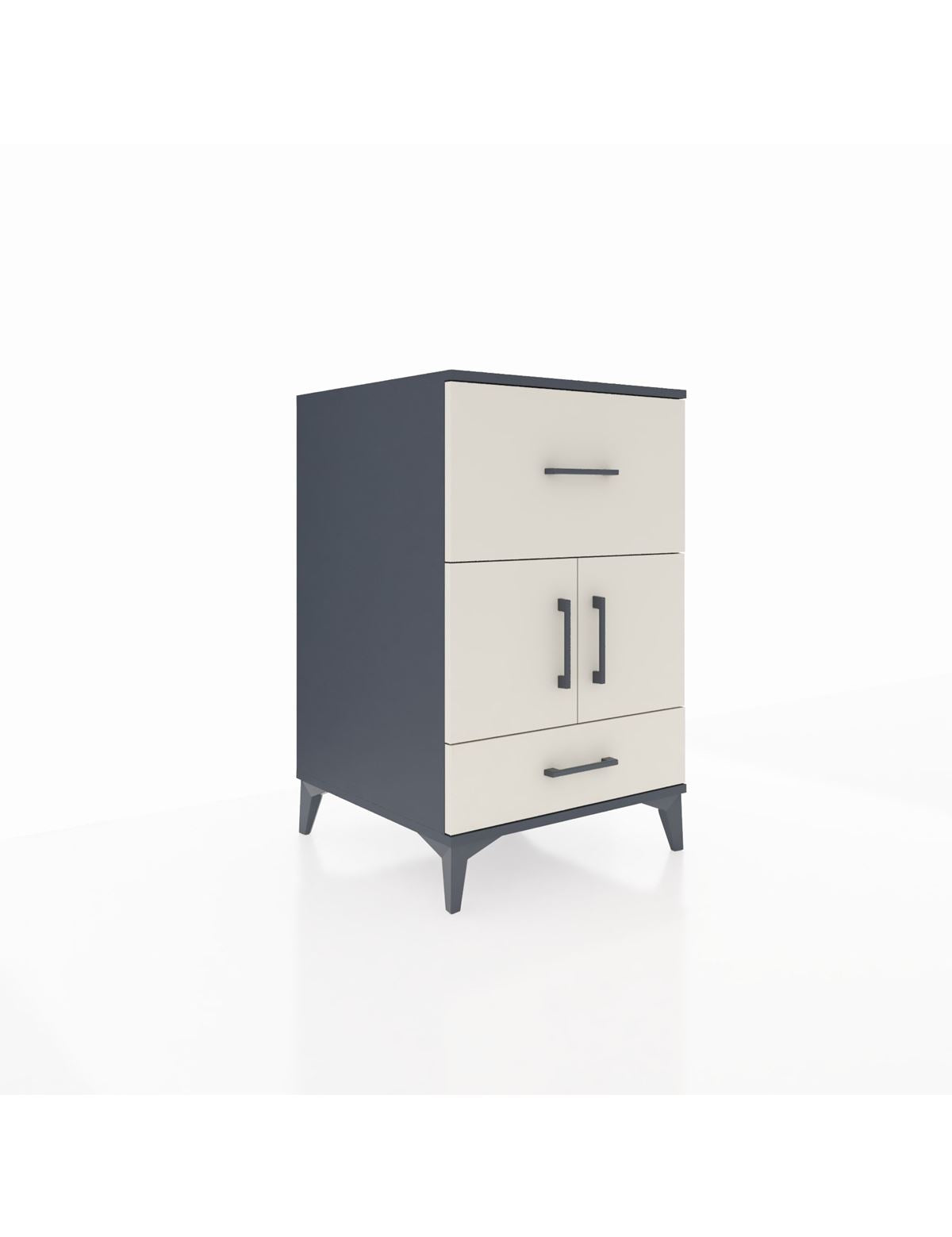 Kronos Komodin Tek Raflı 2 Çekmeceli 2 Kapaklı 60x59x96 Antrasit-Aytaşı