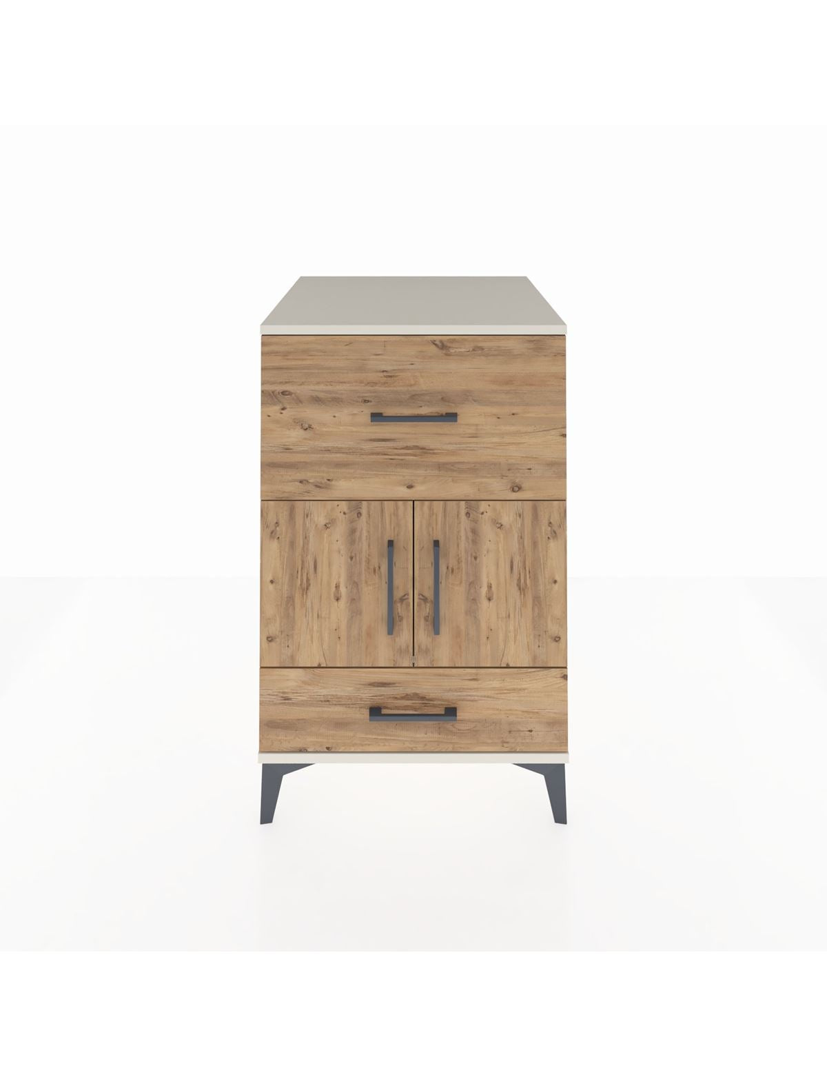 Kronos Komodin Tek Raflı 2 Çekmeceli 2 Kapaklı 60x59x96 Aytaşı-Çam