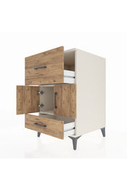 Kronos Komodin Tek Raflı 2 Çekmeceli 2 Kapaklı 60x59x96 Aytaşı-Çam