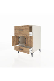 Kronos Komodin Tek Raflı 2 Çekmeceli 2 Kapaklı 60x59x96 Aytaşı-Çam