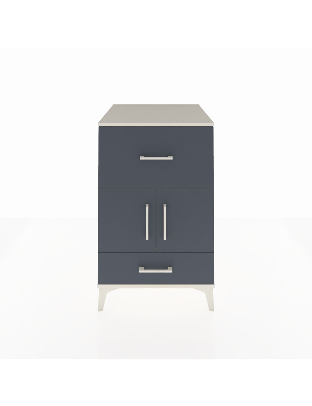 Kronos Komodin Tek Raflı 2 Çekmeceli 2 Kapaklı 60x59x96 Aytaşı-Antrasit