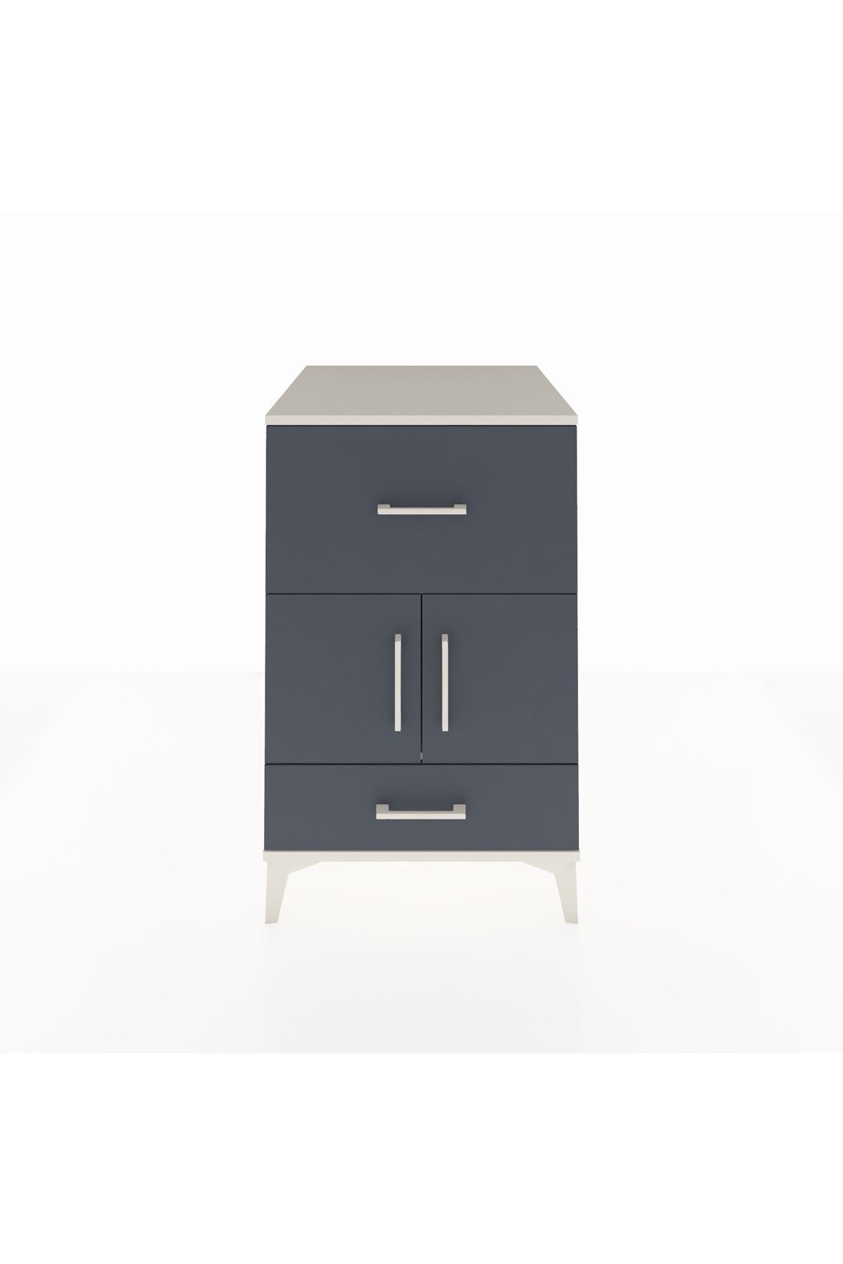 Kronos Komodin Tek Raflı 2 Çekmeceli 2 Kapaklı 60x59x96 Aytaşı-Antrasit