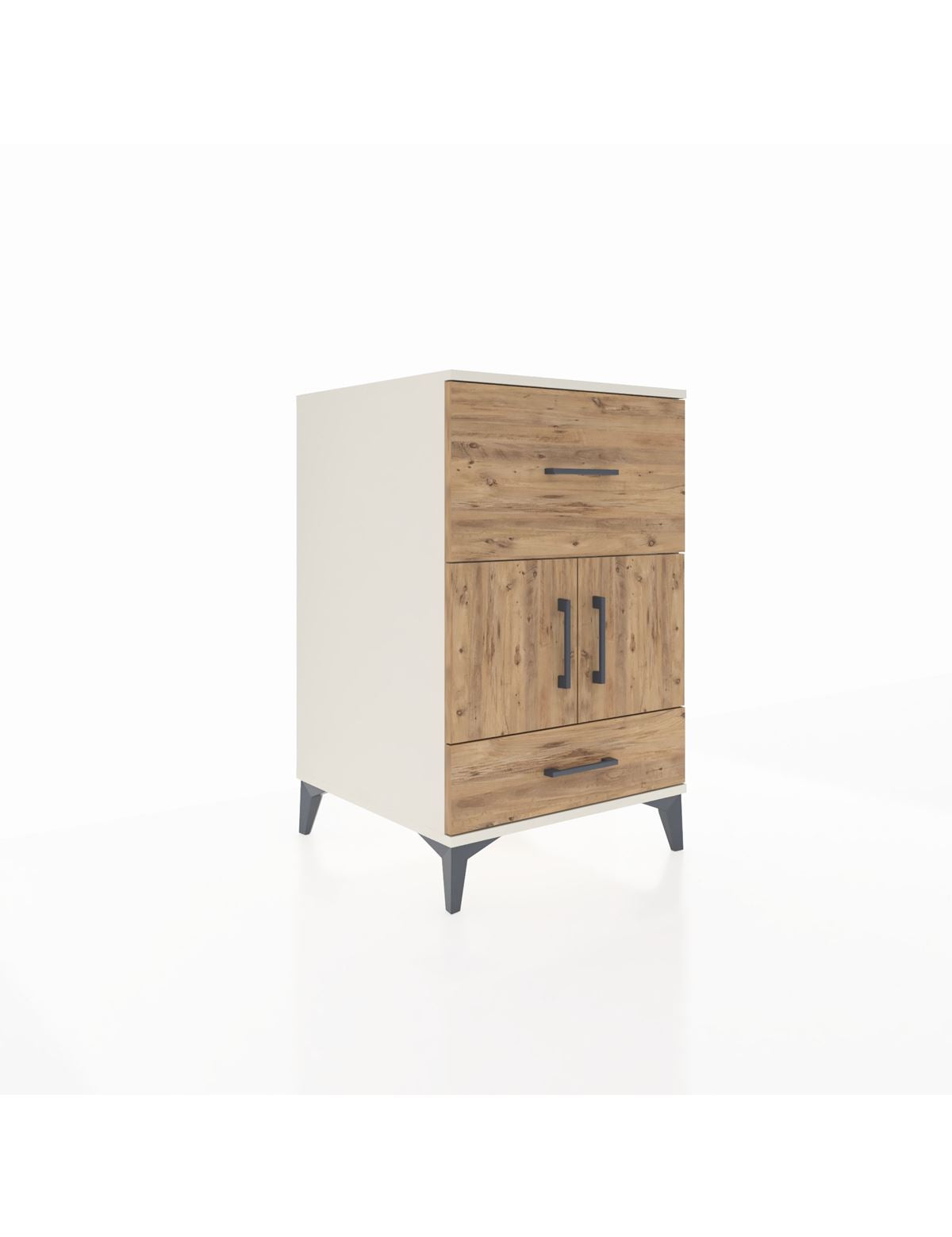 Kronos Komodin Tek Raflı 2 Çekmeceli 2 Kapaklı 60x59x96 Aytaşı-Çam