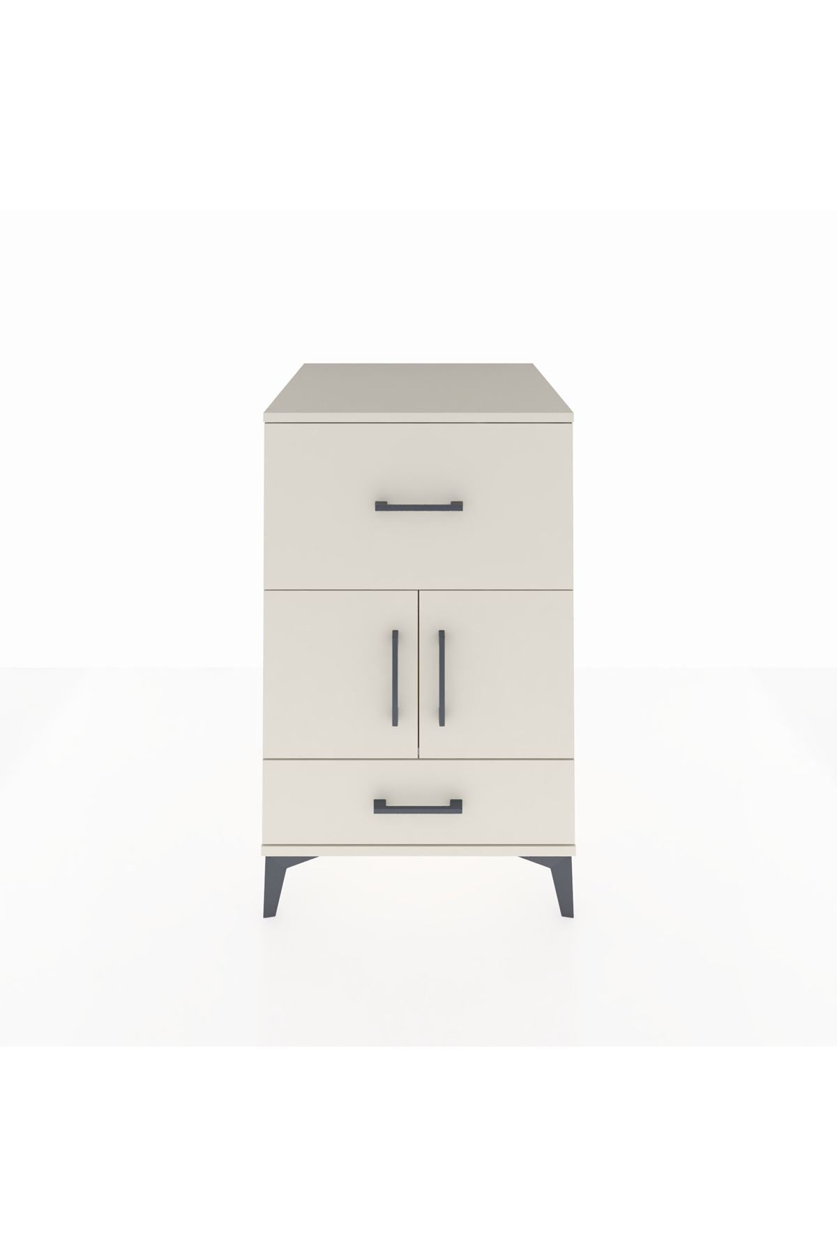 Kronos Komodin Tek Raflı 2 Çekmeceli 2 Kapaklı 60x59x96 Aytaşı-Aytaşı