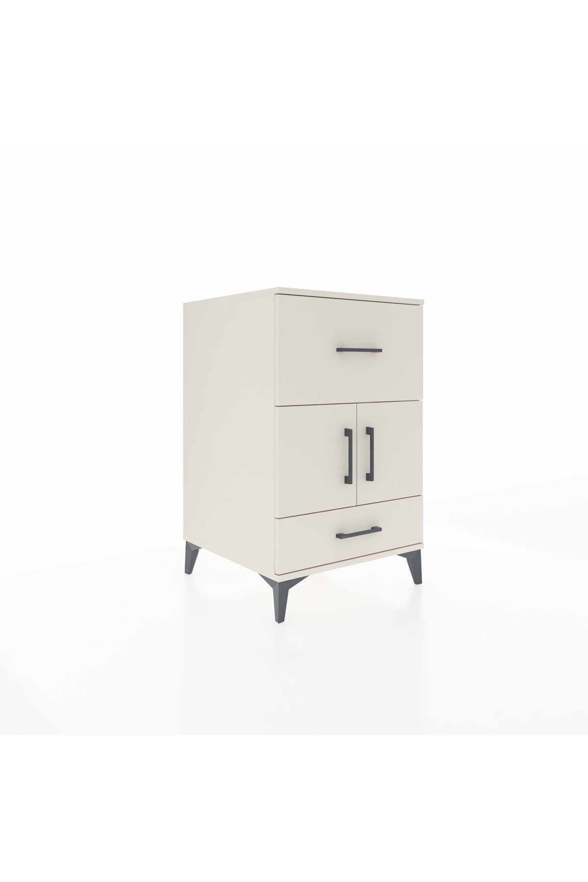 Kronos Komodin Tek Raflı 2 Çekmeceli 2 Kapaklı 60x59x96 Aytaşı-Aytaşı