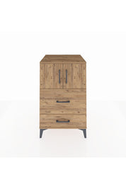 Kronos Komodin Tek Raflı 2 Çekmeceli 2 Kapaklı 60x59x96 Çam-Çam