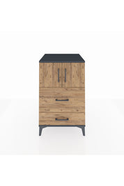 Kronos Komodin Tek Raflı 2 Çekmeceli 2 Kapaklı 60x59x96 Antrasit-Çam