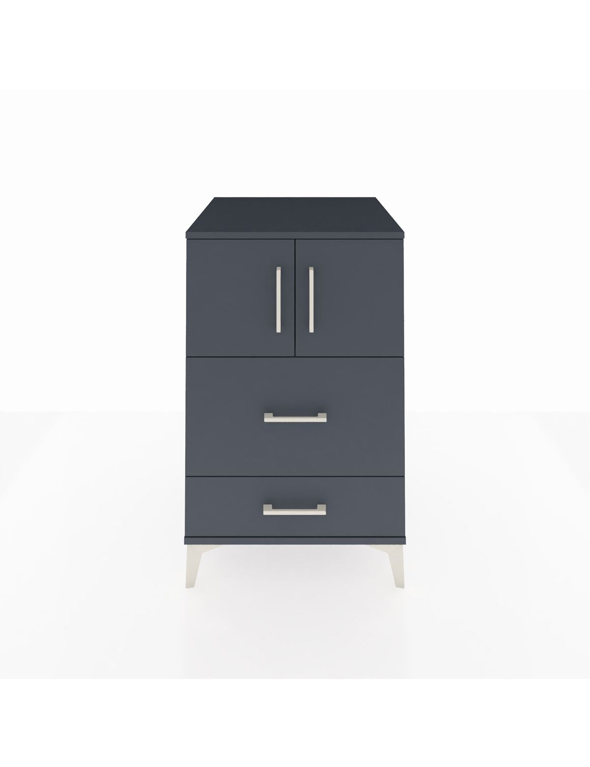 Kronos Komodin Tek Raflı 2 Çekmeceli 2 Kapaklı 60x59x96 Antrasit-Antrasit