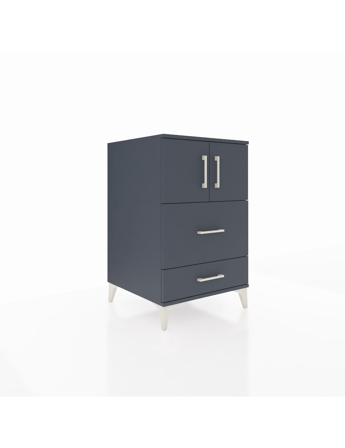 Kronos Komodin Tek Raflı 2 Çekmeceli 2 Kapaklı 60x59x96 Antrasit-Antrasit