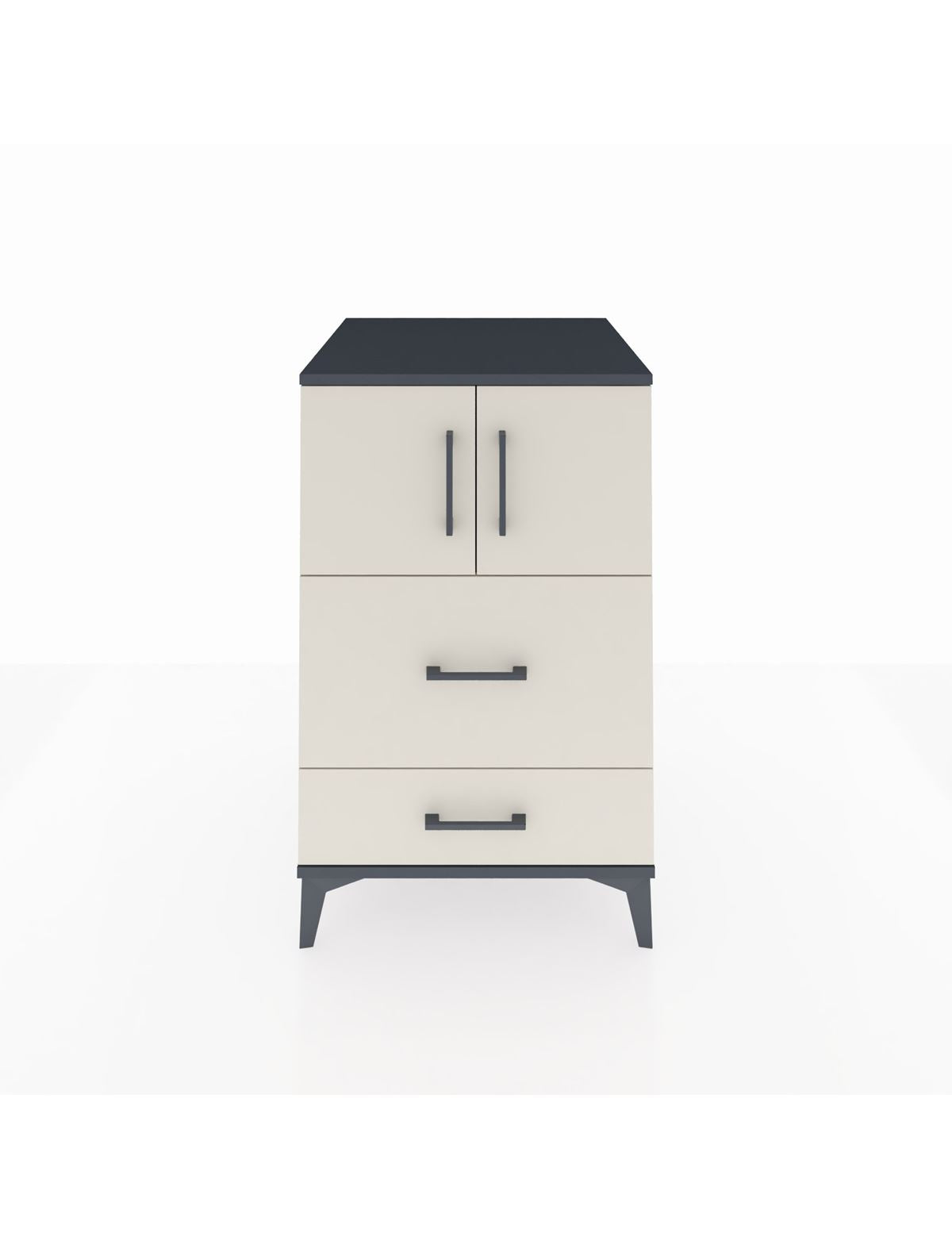 Kronos Komodin Tek Raflı 2 Çekmeceli 2 Kapaklı 60x59x96 Antrasit-Aytaşı