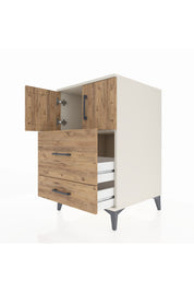 Kronos Komodin Tek Raflı 2 Çekmeceli 2 Kapaklı 60x59x96 Aytaşı-Çam