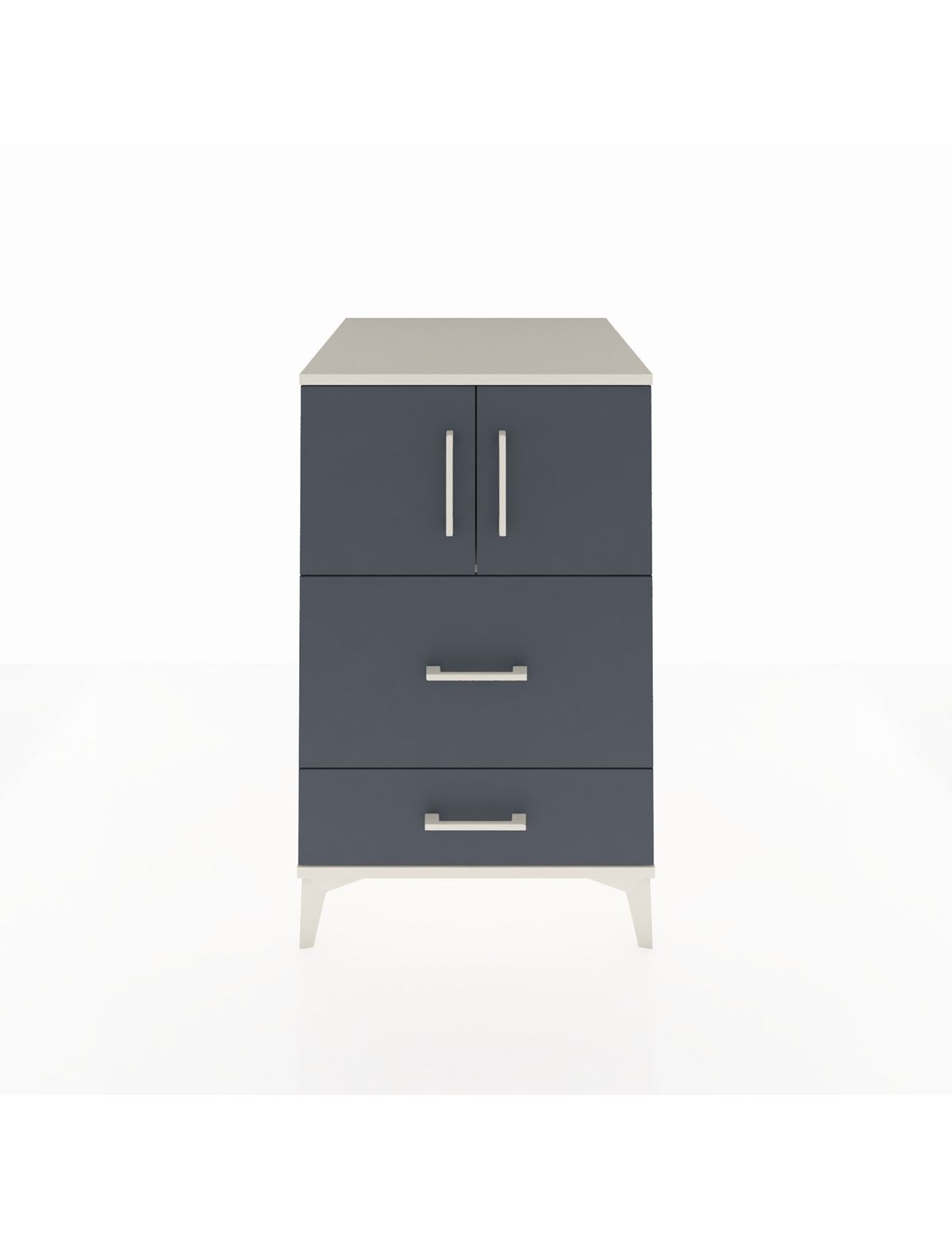 Kronos Komodin Tek Raflı 2 Çekmeceli 2 Kapaklı 60x59x96 Aytaşı-Antrasit