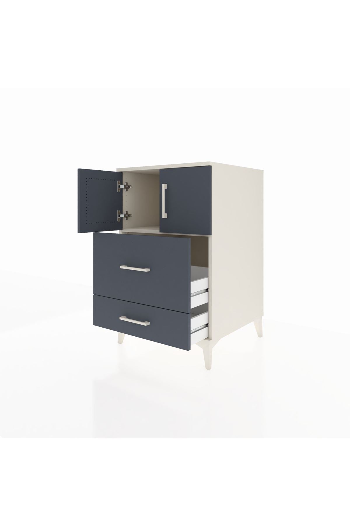 Kronos Komodin Tek Raflı 2 Çekmeceli 2 Kapaklı 60x59x96 Aytaşı-Antrasit