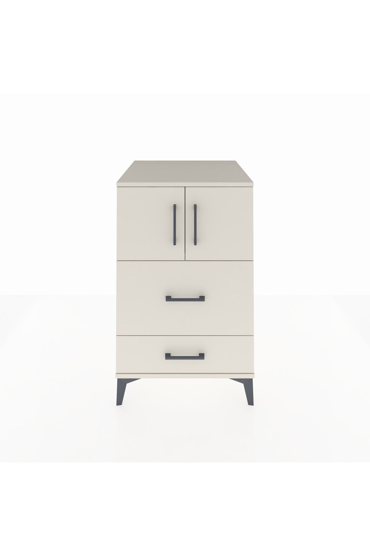 Kronos Komodin Tek Raflı 2 Çekmeceli 2 Kapaklı 60x59x96 Aytaşı-Aytaşı