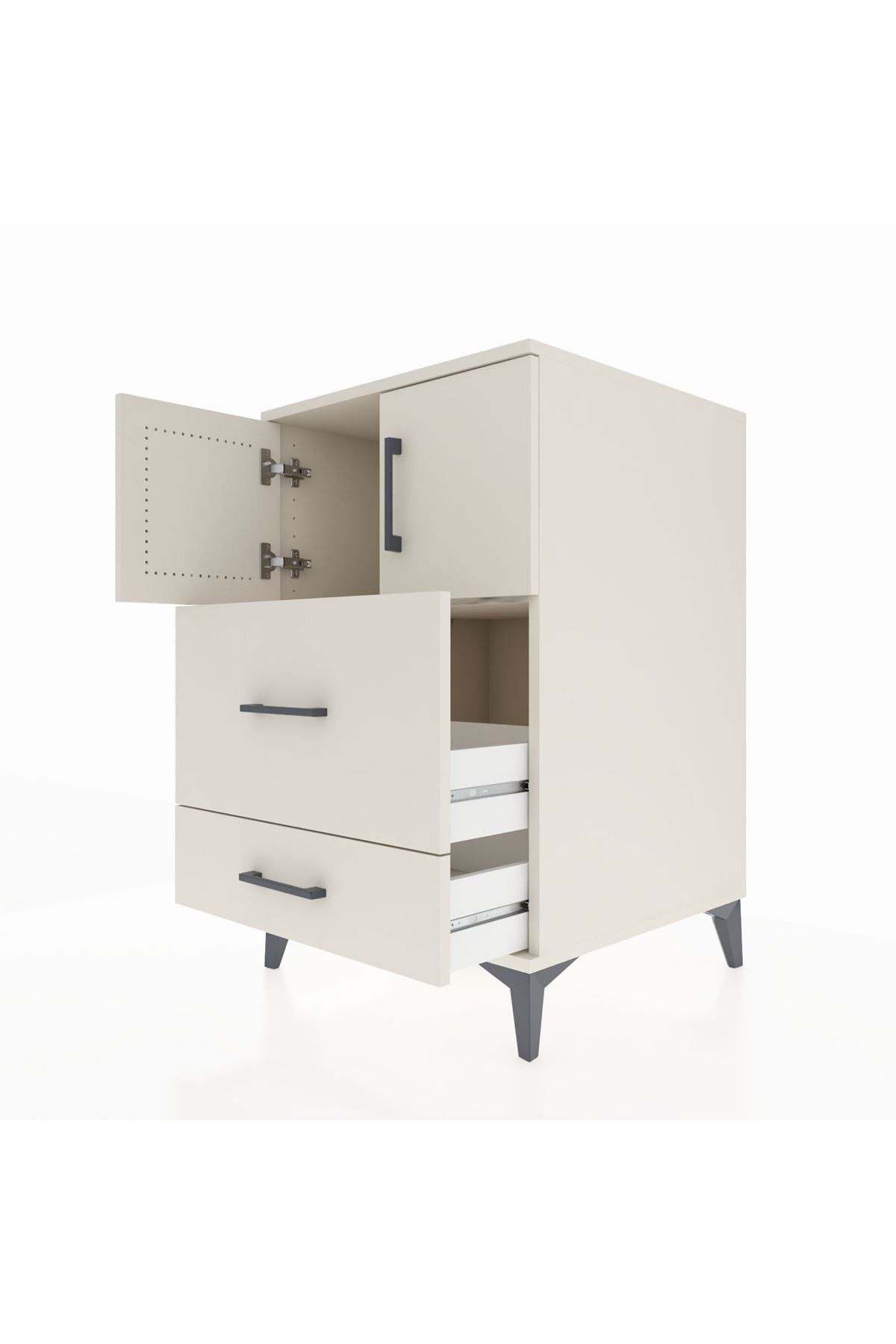 Kronos Komodin Tek Raflı 2 Çekmeceli 2 Kapaklı 60x59x96 Aytaşı-Aytaşı