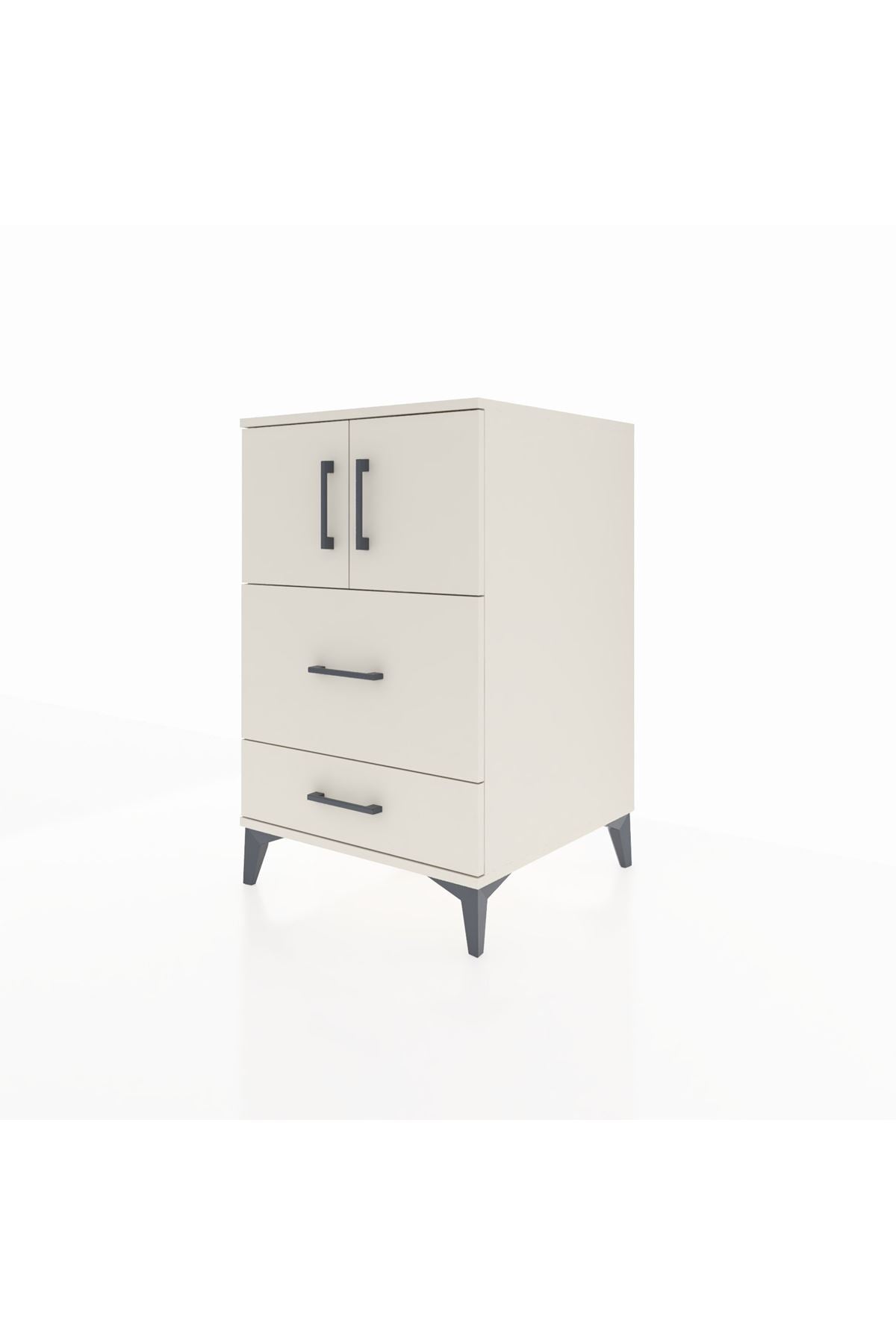 Kronos Komodin Tek Raflı 2 Çekmeceli 2 Kapaklı 60x59x96 Aytaşı-Aytaşı