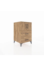 Kronos Komodin Tek Raflı 2 Çekmeceli 2 Kapaklı 60x59x96 Çam-Çam