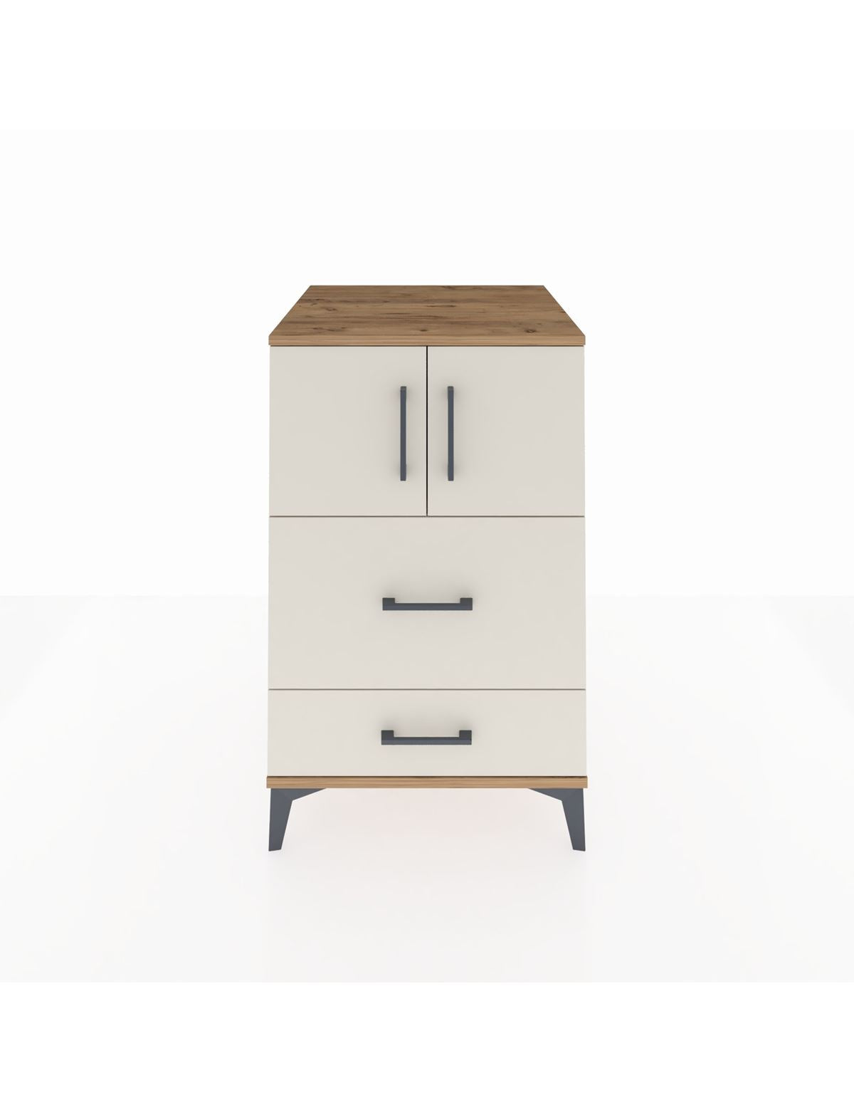 Kronos Komodin Tek Raflı 2 Çekmeceli 2 Kapaklı 60x59x96 Çam-Aytaşı