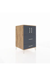 Kronos Komodin Tek Raflı 2 Çekmeceli 2 Kapaklı 60x59x96 Çam-Antrasit