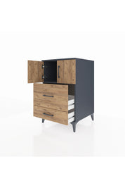 Kronos Komodin Tek Raflı 2 Çekmeceli 2 Kapaklı 60x59x96 Antrasit-Çam