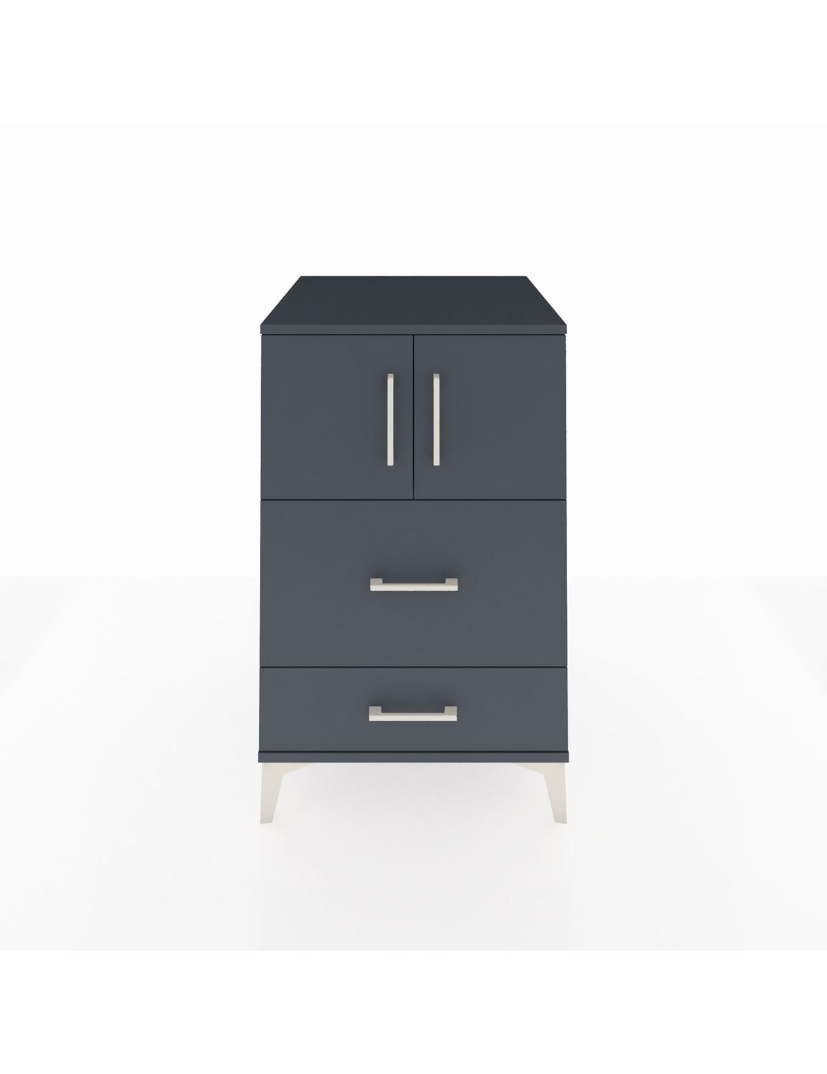 Kronos Komodin Tek Raflı 2 Çekmeceli 2 Kapaklı 60x59x96 Antrasit-Antrasit