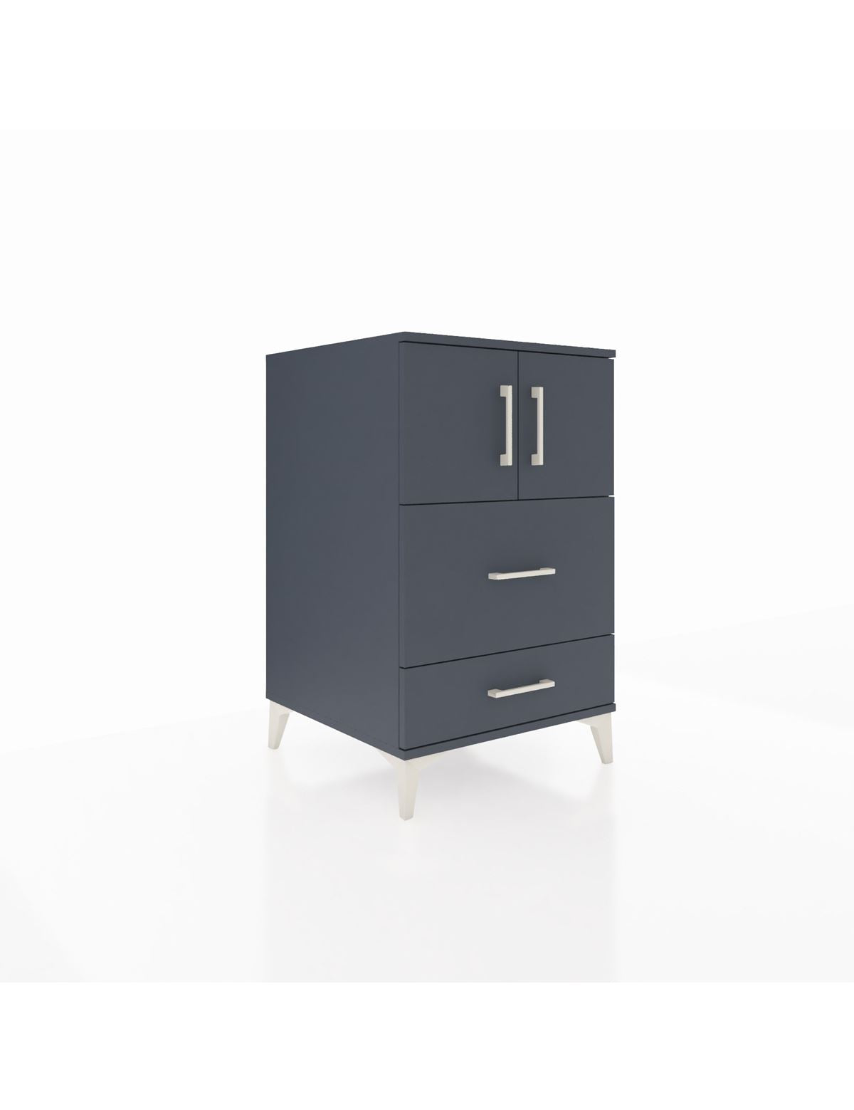 Kronos Komodin Tek Raflı 2 Çekmeceli 2 Kapaklı 60x59x96 Antrasit-Antrasit