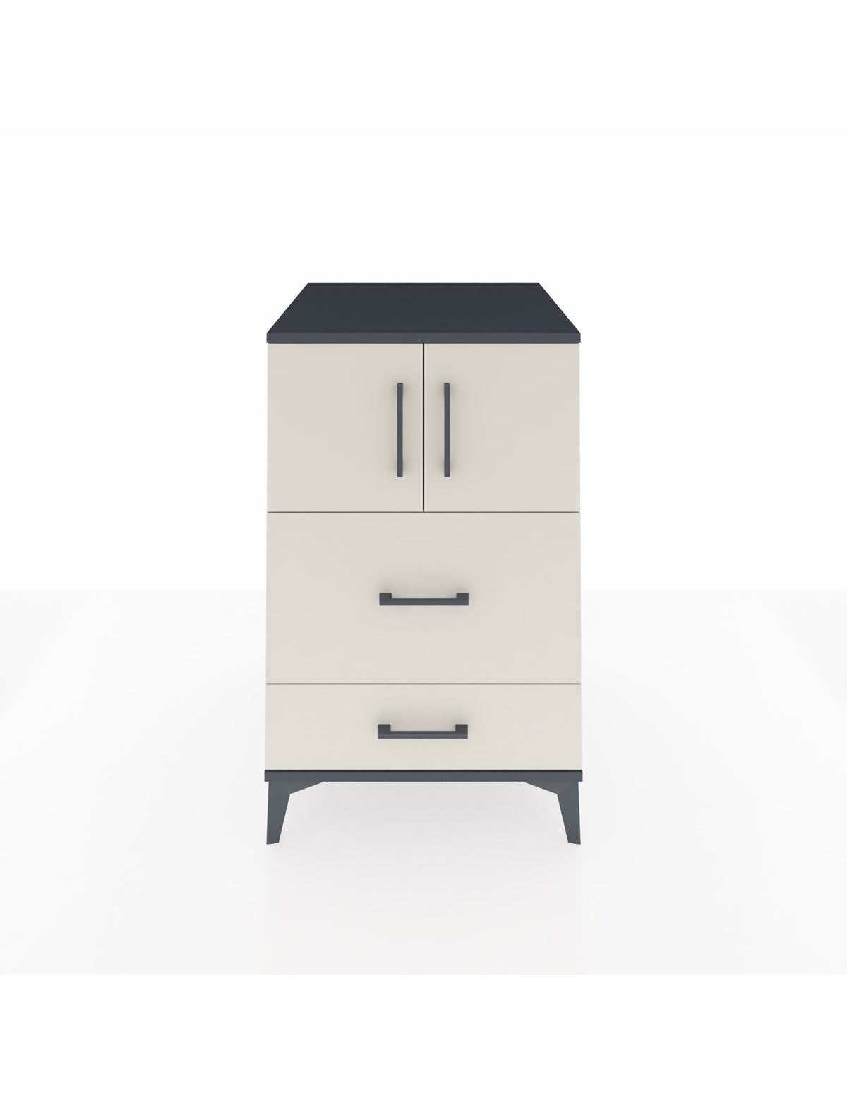 Kronos Komodin Tek Raflı 2 Çekmeceli 2 Kapaklı 60x59x96 Antrasit-Aytaşı