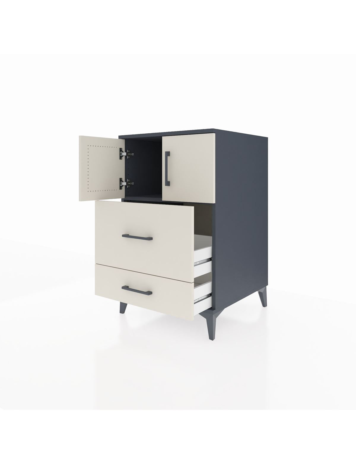 Kronos Komodin Tek Raflı 2 Çekmeceli 2 Kapaklı 60x59x96 - S80M027V4C