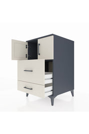 Kronos Komodin Tek Raflı 2 Çekmeceli 2 Kapaklı 60x59x96 Antrasit-Aytaşı