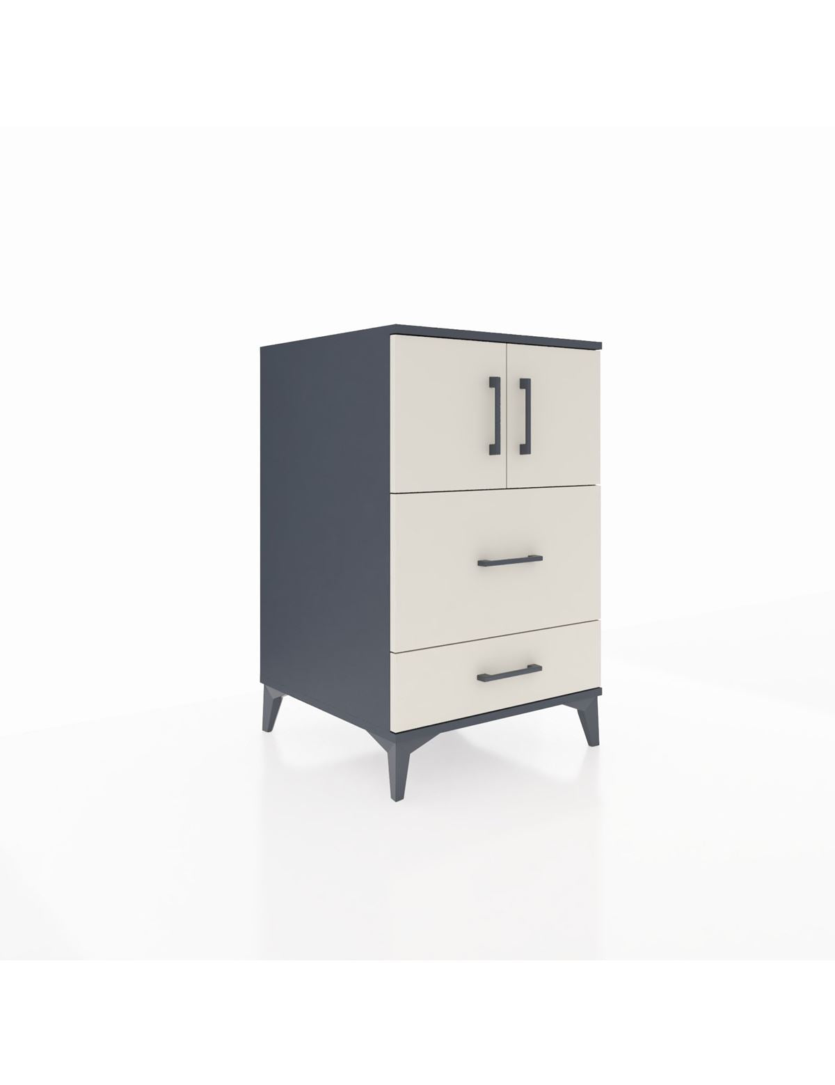 Kronos Komodin Tek Raflı 2 Çekmeceli 2 Kapaklı 60x59x96 Antrasit-Aytaşı