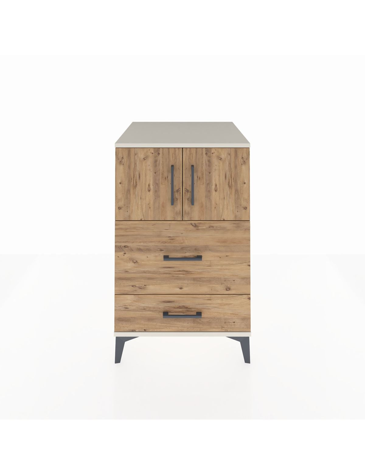 Kronos Komodin Tek Raflı 2 Çekmeceli 2 Kapaklı 60x59x96 Aytaşı-Çam