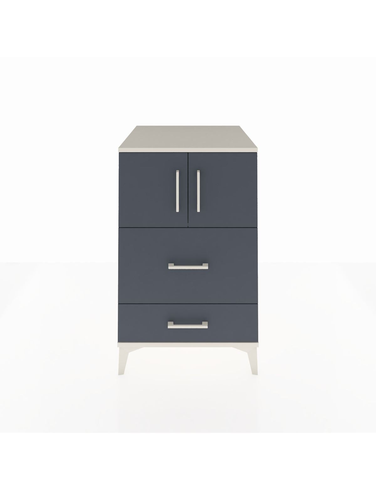 Kronos Komodin Tek Raflı 2 Çekmeceli 2 Kapaklı 60x59x96 Aytaşı-Antrasit