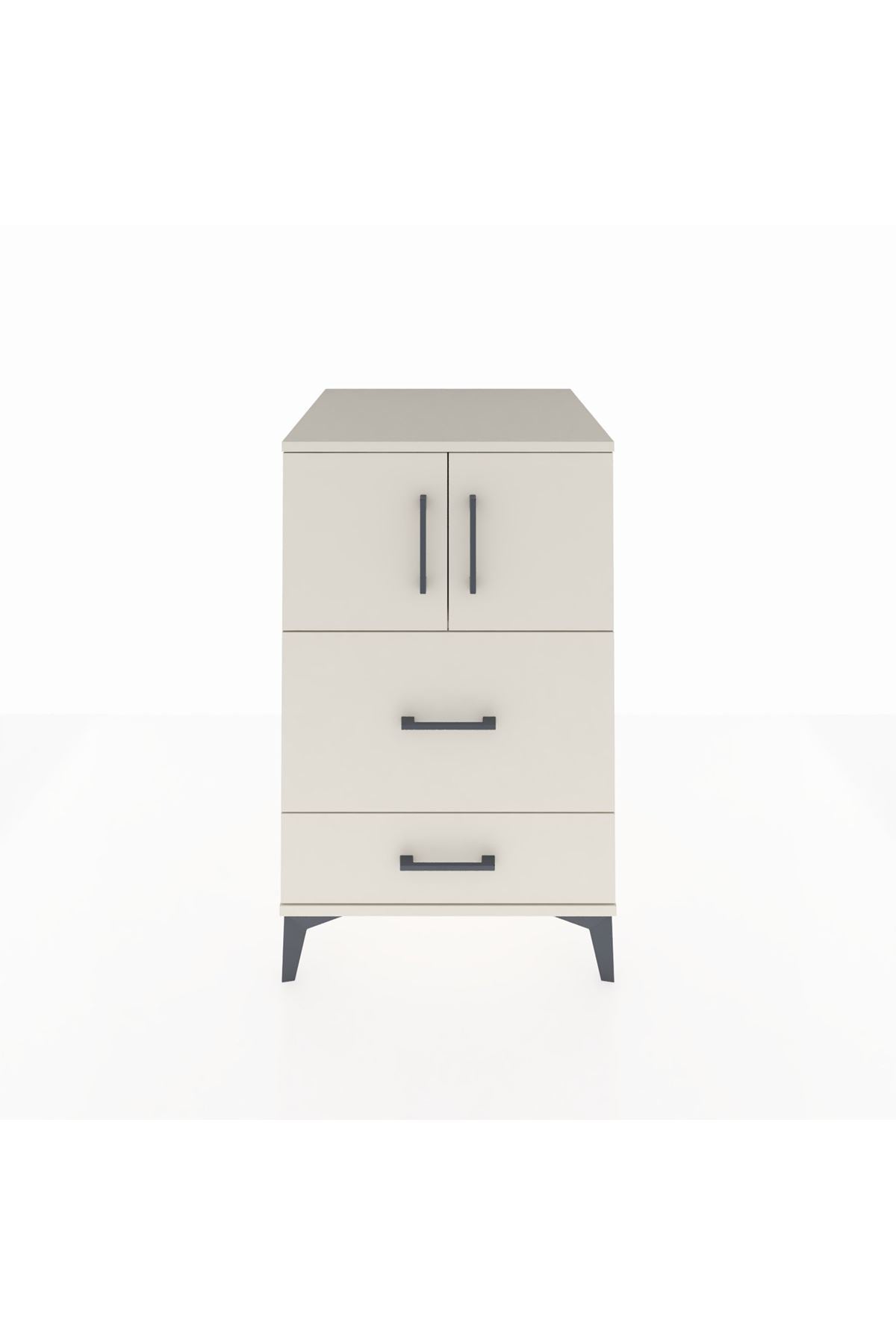 Kronos Komodin Tek Raflı 2 Çekmeceli 2 Kapaklı 60x59x96 Aytaşı-Aytaşı