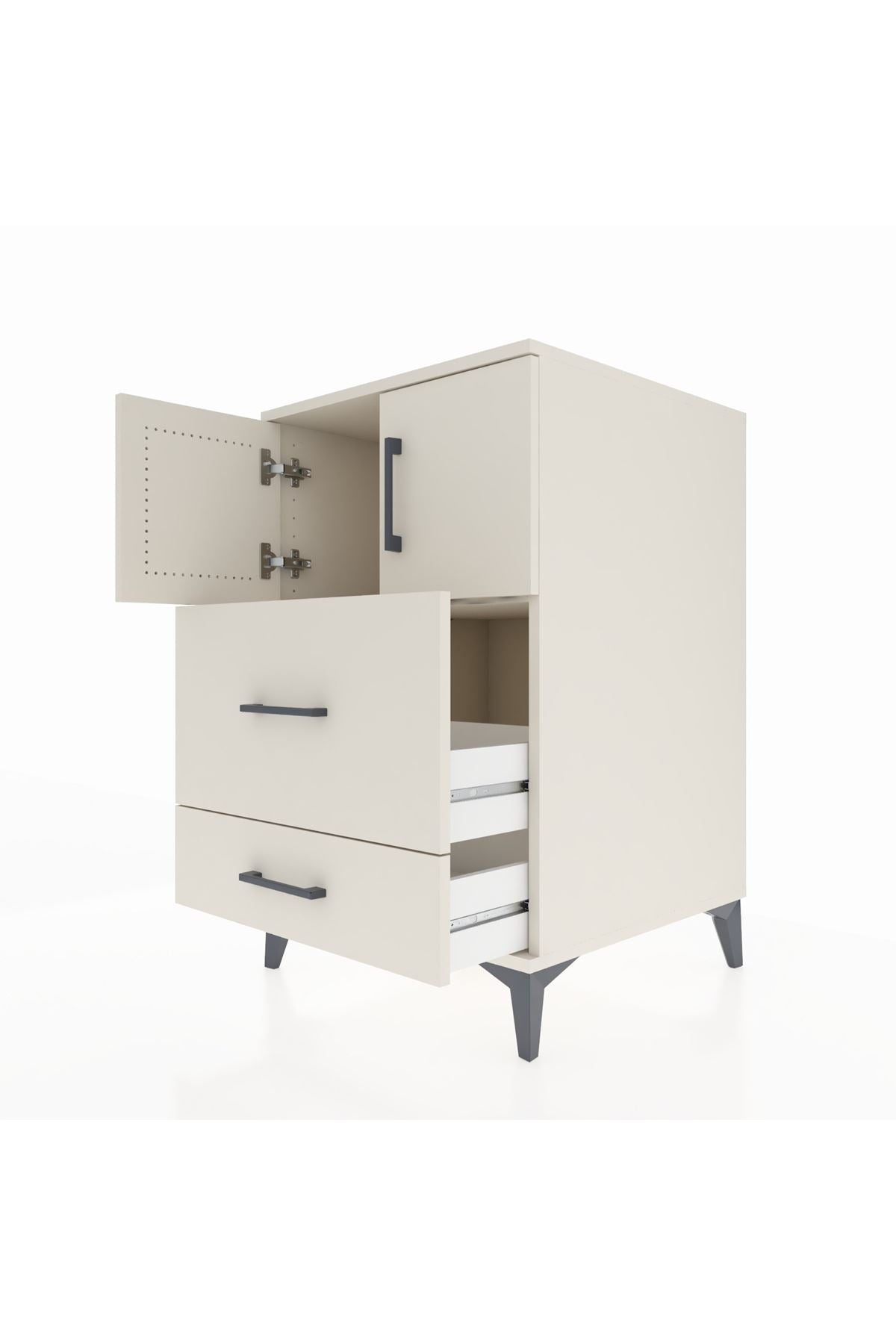 Kronos Komodin Tek Raflı 2 Çekmeceli 2 Kapaklı 60x59x96 Aytaşı-Aytaşı